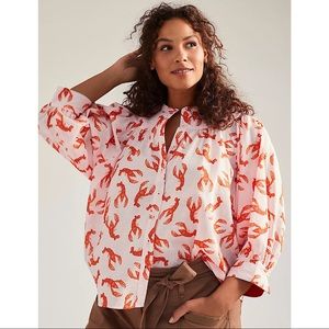 Anthropologie Maeve Lobster Whimsy Buttondown New